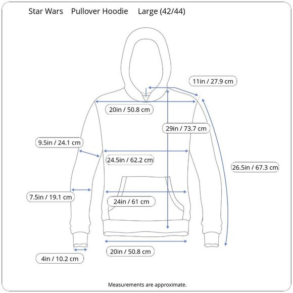 Star Wars Black Gray Stripes Long Sleeve Drawstring Hoodie Kangaroo Pocket Large - Picture 15 of 16